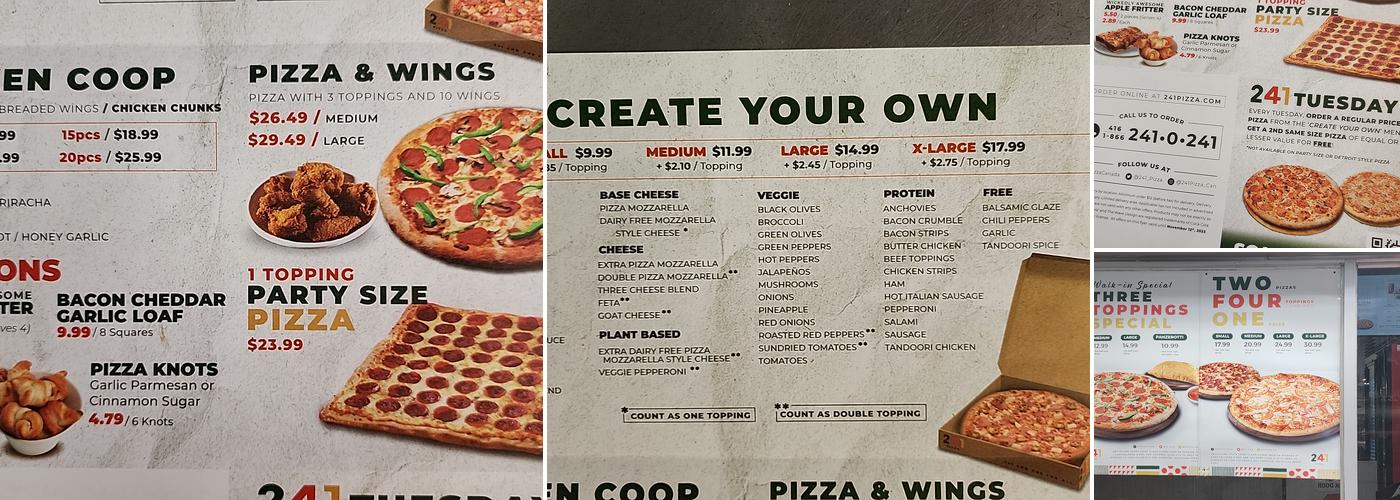 241 Pizza Menu