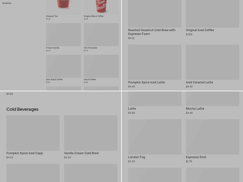 Tim Hortons Menu