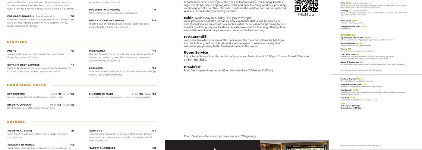 Cabin Menu