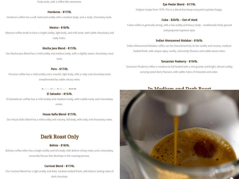 International kafia coffee ltd. Menu