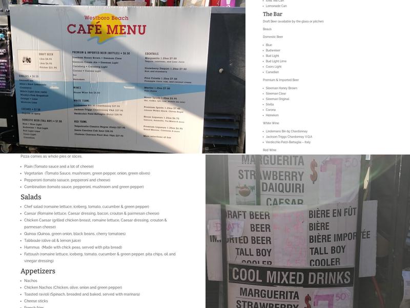 Westboro Beach Cafe Menu