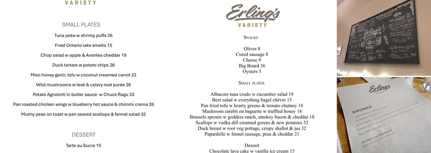 Erling's Variety Menu