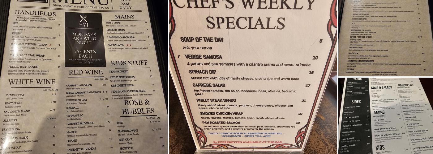 Glebe Central Pub Menu