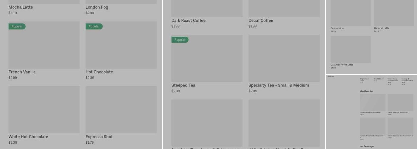 Tim Hortons Menu