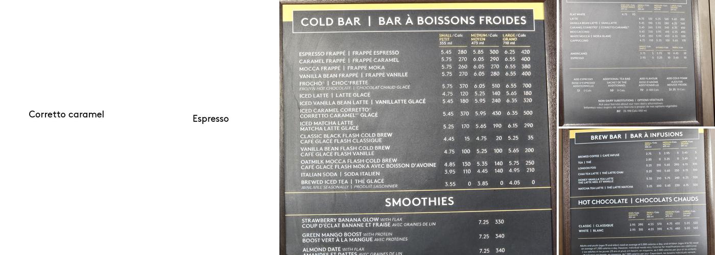 Second Cup Café Menu