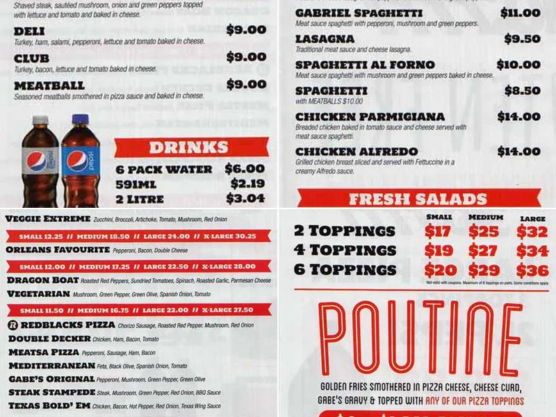 Gabriel Pizza Menu