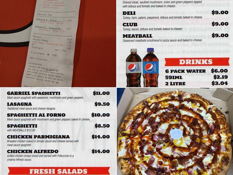 Gabriel Pizza Menu