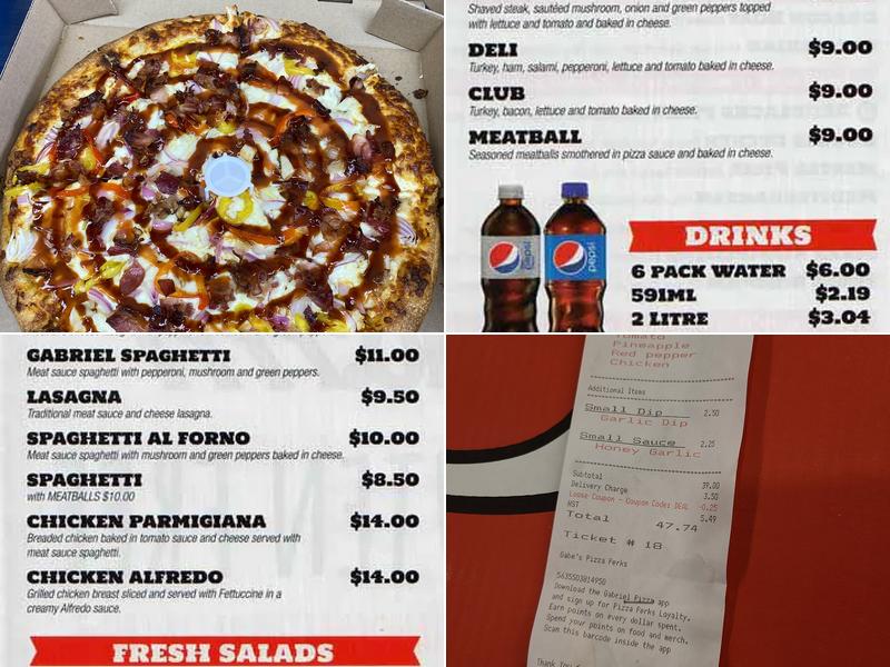 Gabriel Pizza Menu
