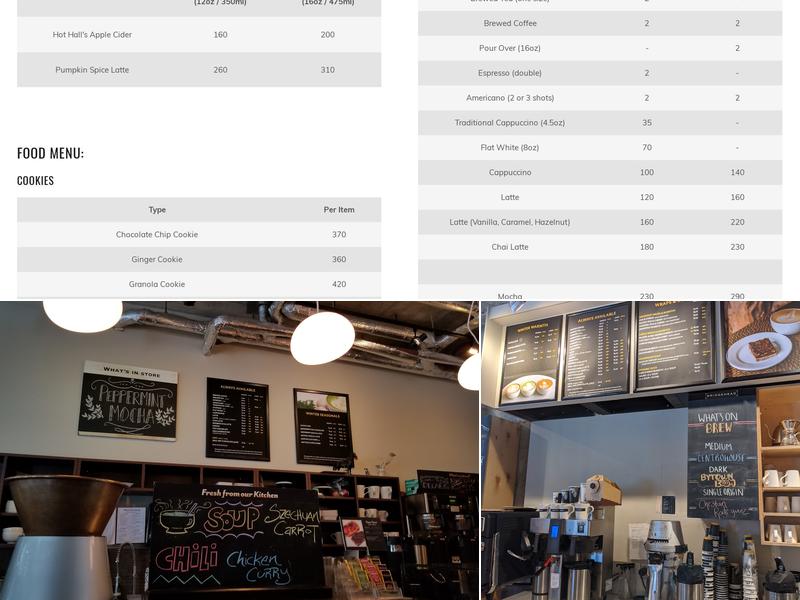Bridgehead Coffee Menu