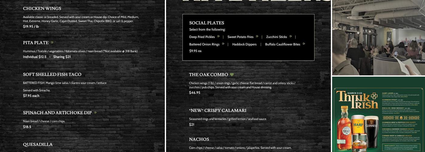 One Up Cocktail Pub Menu