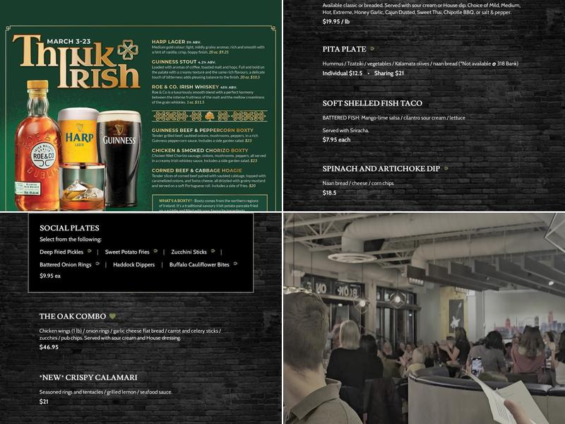 One Up Cocktail Pub Menu