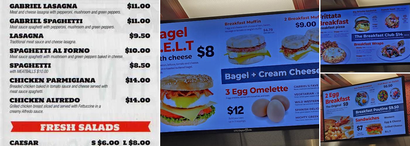 Gabriel Pizza Menu