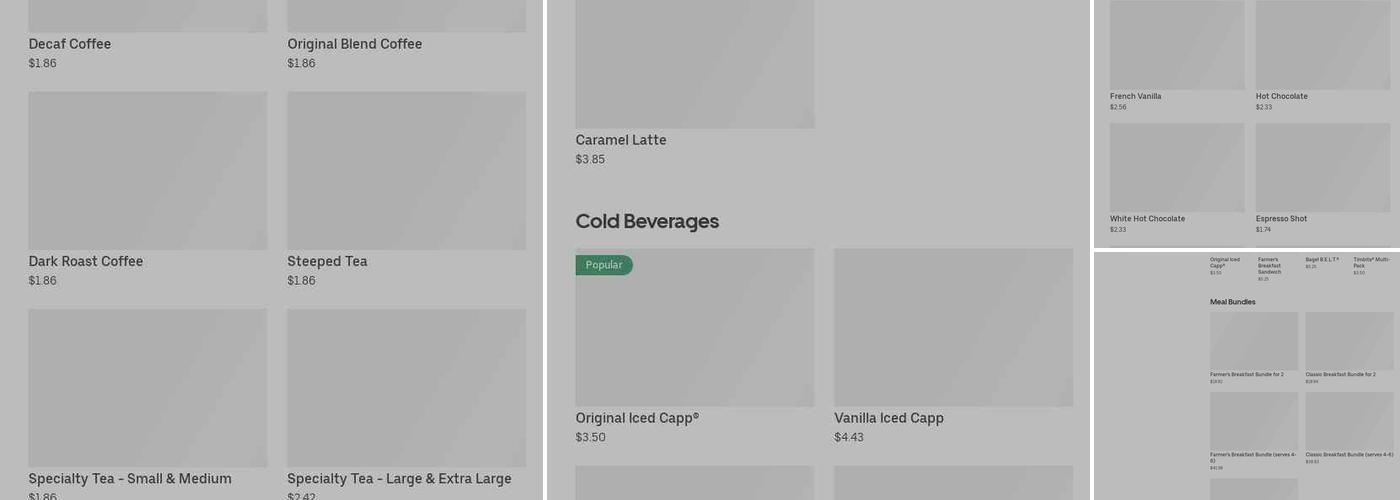 Tim Hortons Menu