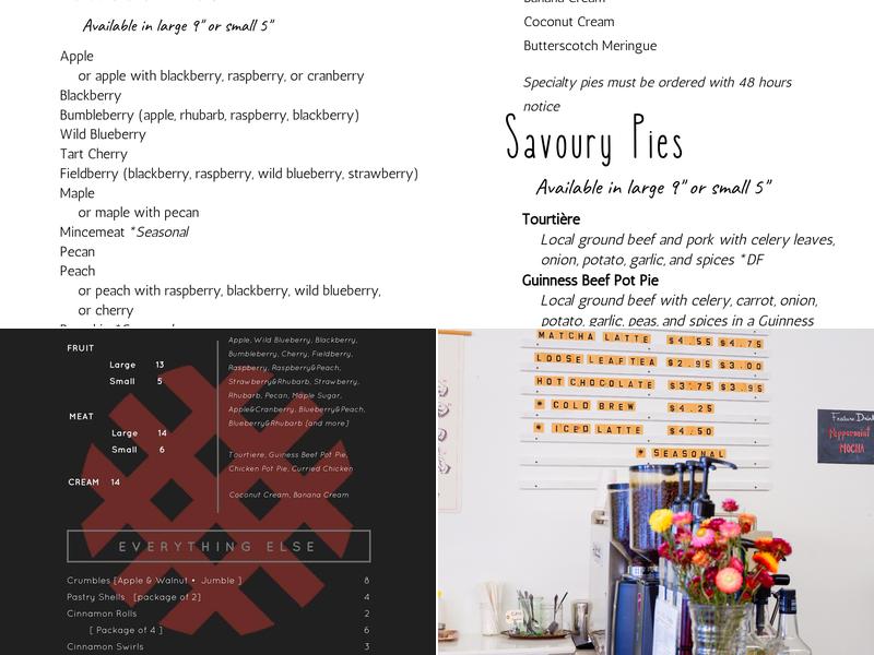 Perth Pie Co. Menu