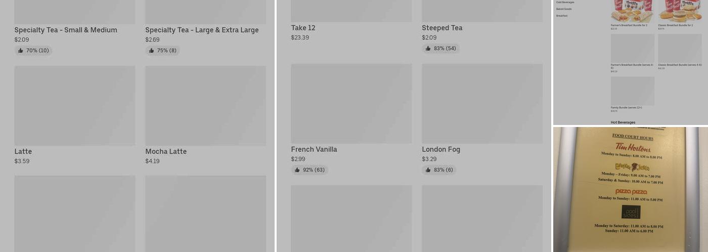 Tim Hortons Menu