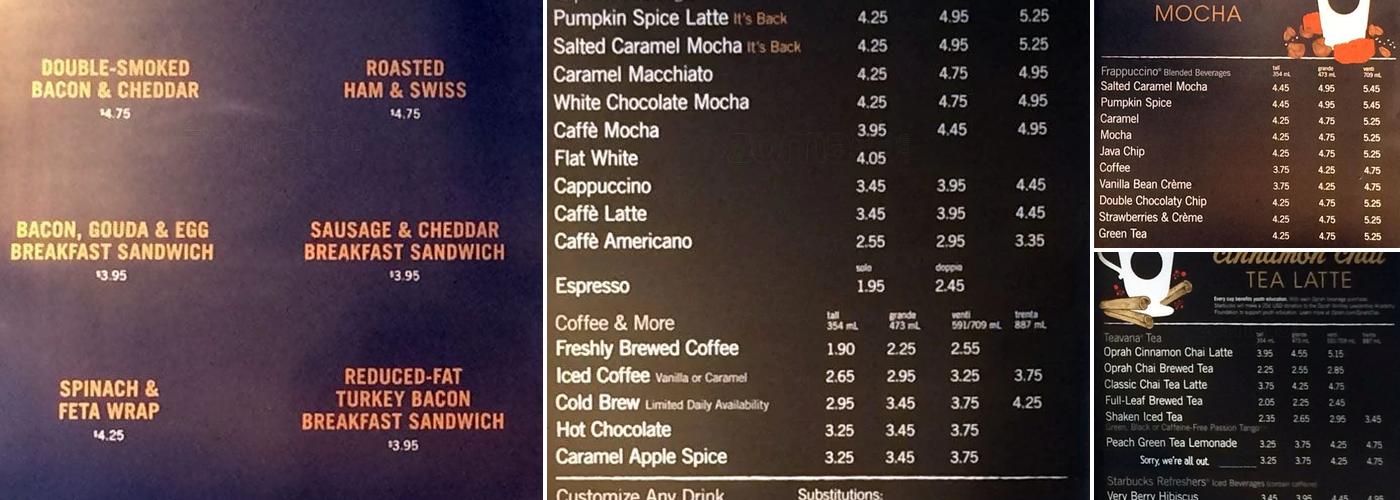 Starbucks Menu
