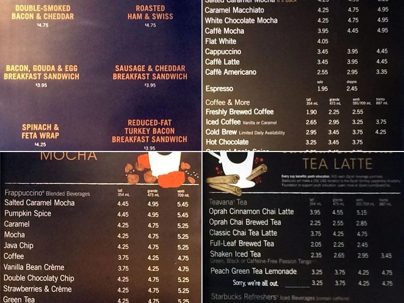 Starbucks Menu
