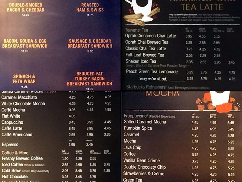 Starbucks Menu
