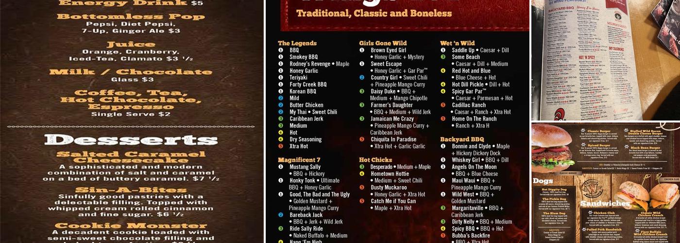 Wild Wing Menu