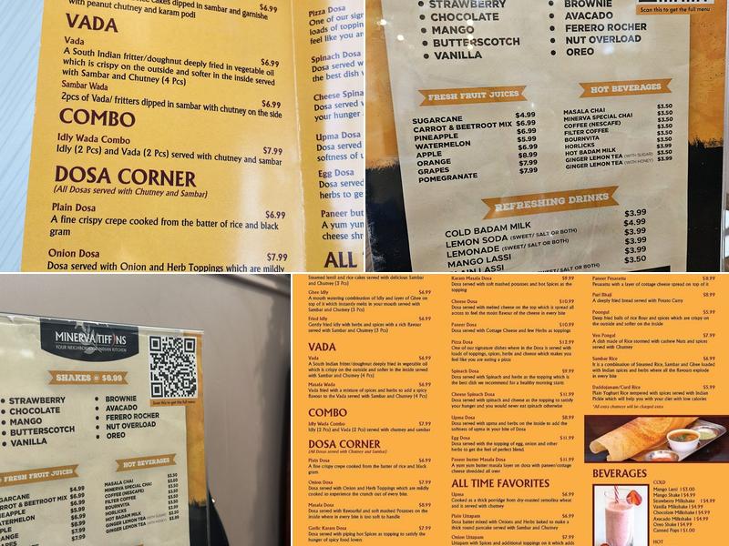 Minerva Tiffins Menu
