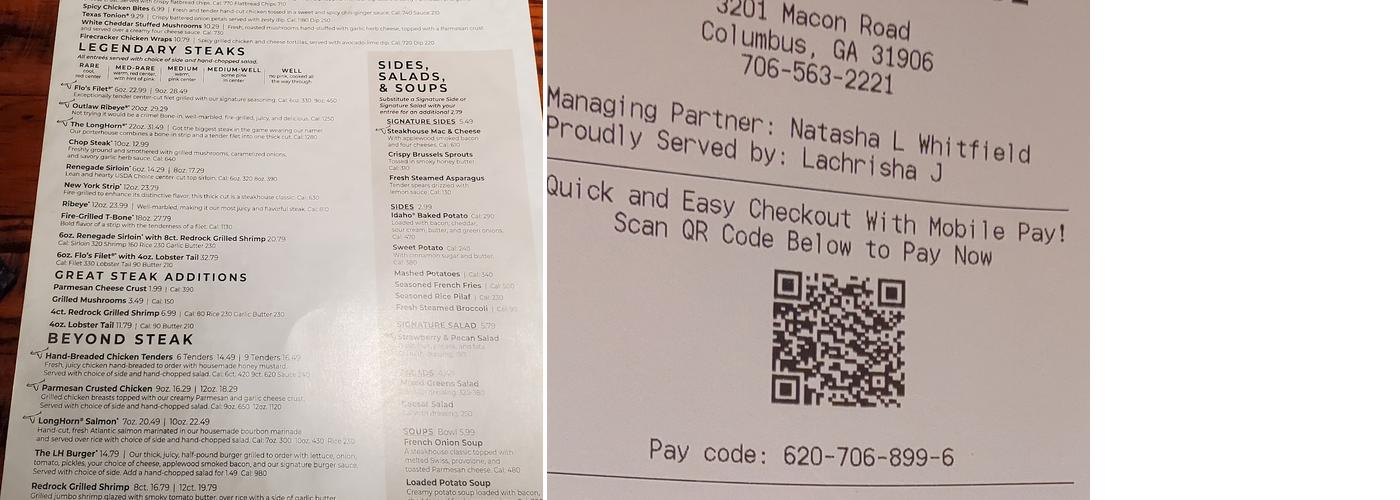 LongHorn Steakhouse Menu