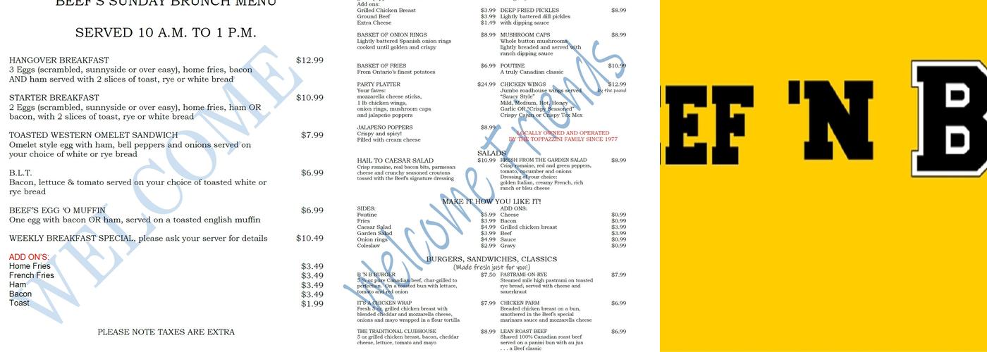 Beef 'N Bird Menu