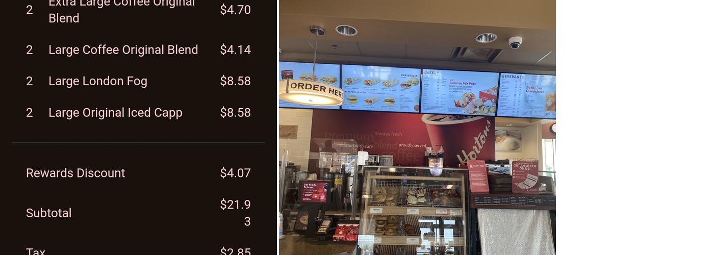 Tim Hortons Menu