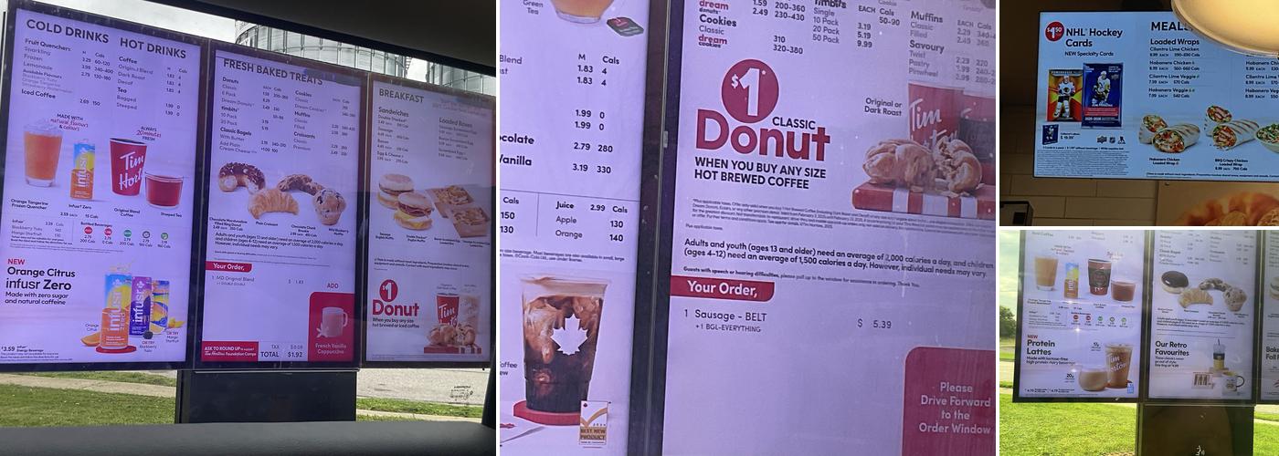 Tim Hortons Menu