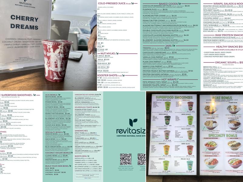 Revitasize Natural Juice Kitchen Menu