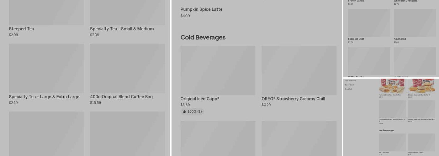 Tim Hortons Menu