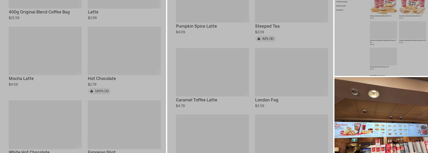 Tim Hortons Menu