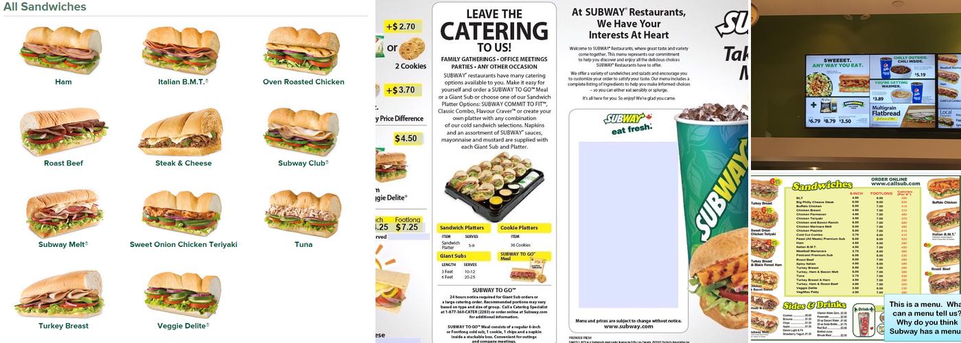 Subway Menu