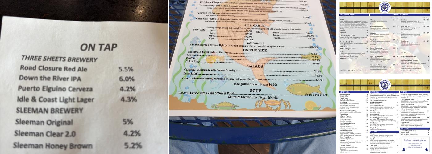 Crowsnest Pub & Restaurant Menu