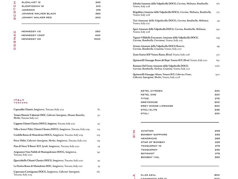 Sofia Restaurant & Bar Menu