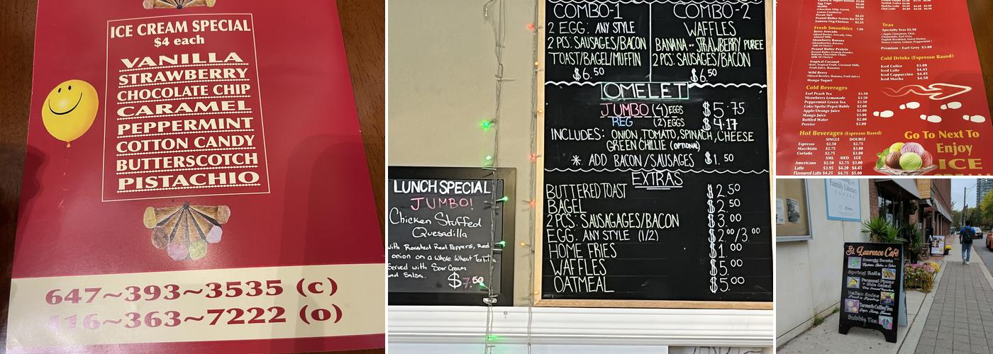 St. Lawrence Cafe Menu