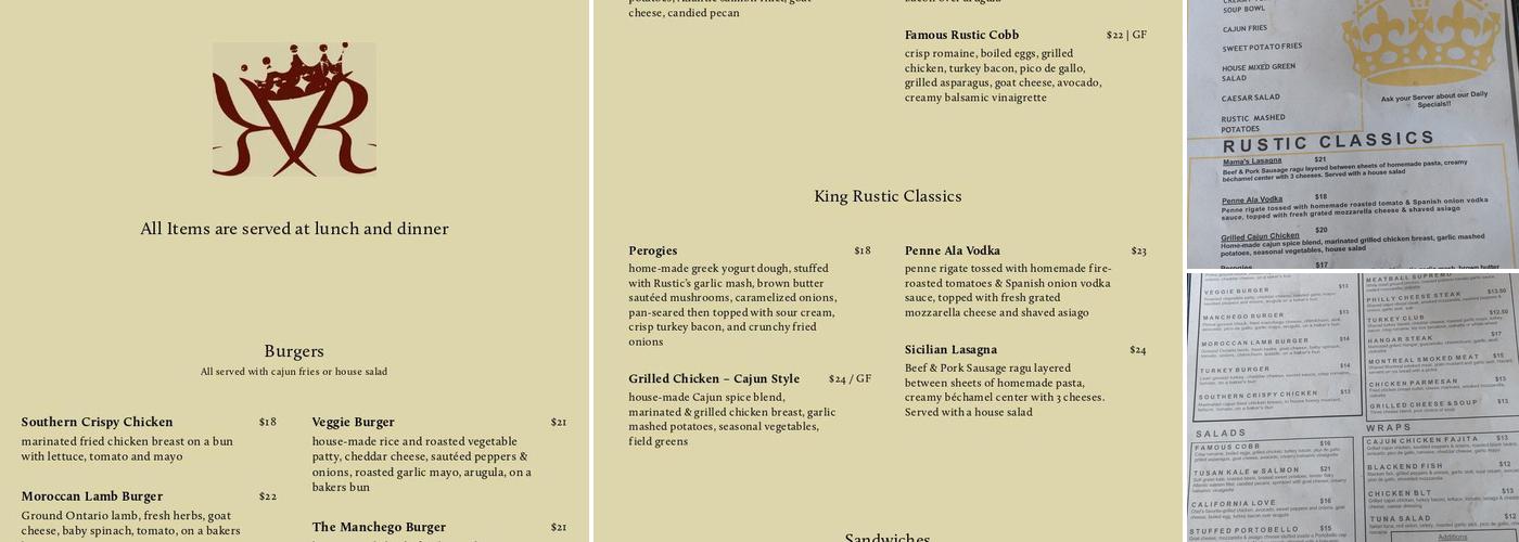 King Rustic Kitchen & Bar Menu