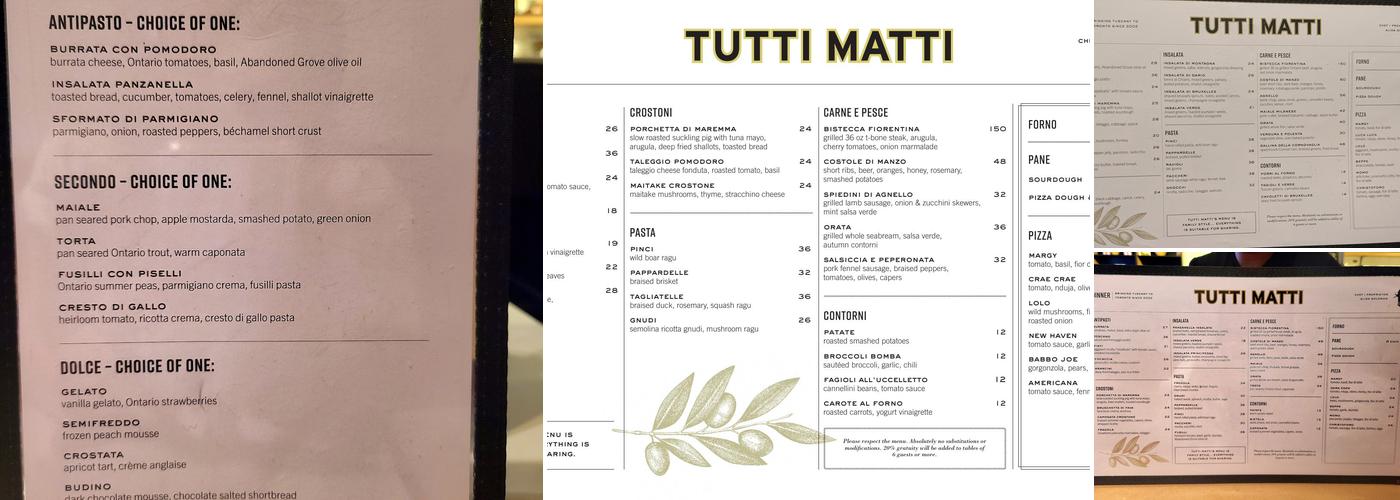 Tutti Matti Menu