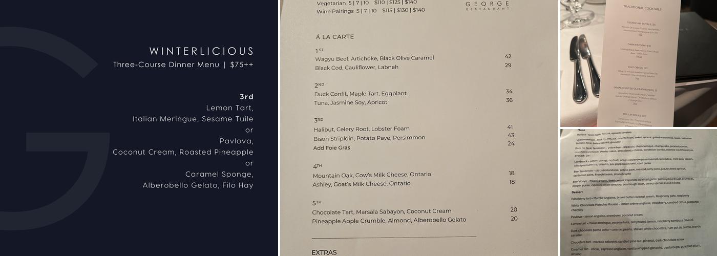GEORGE Restaurant Menu