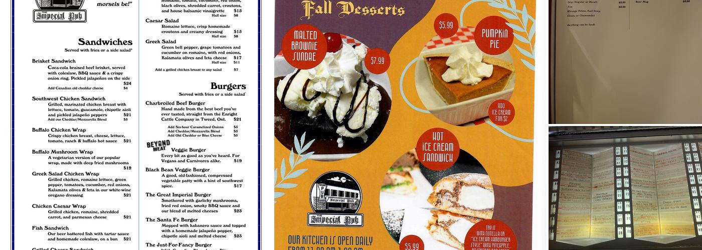 Imperial Pub Menu