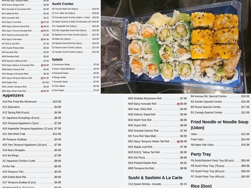 Nikko Sushi Menu