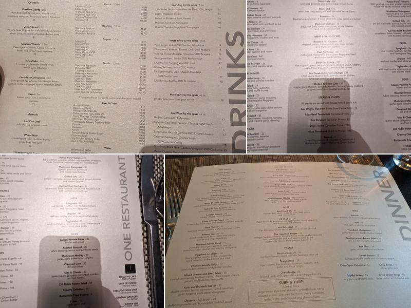 ONE Restaurant Menu