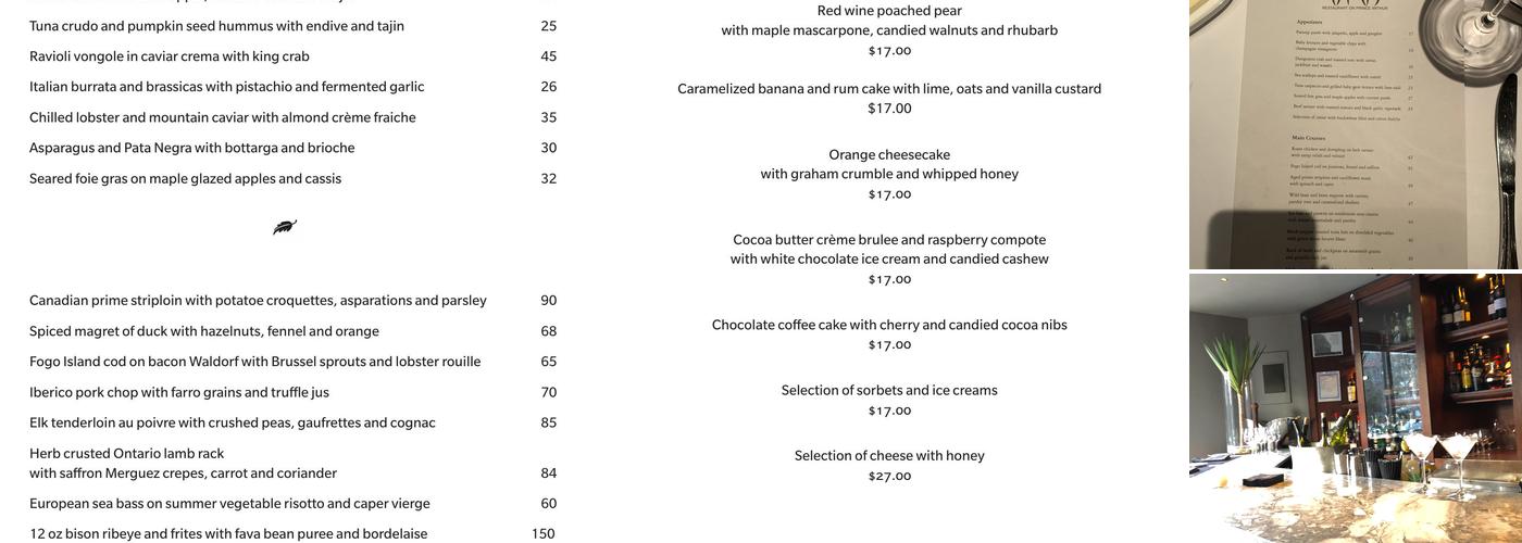 Opus Restaurant Menu