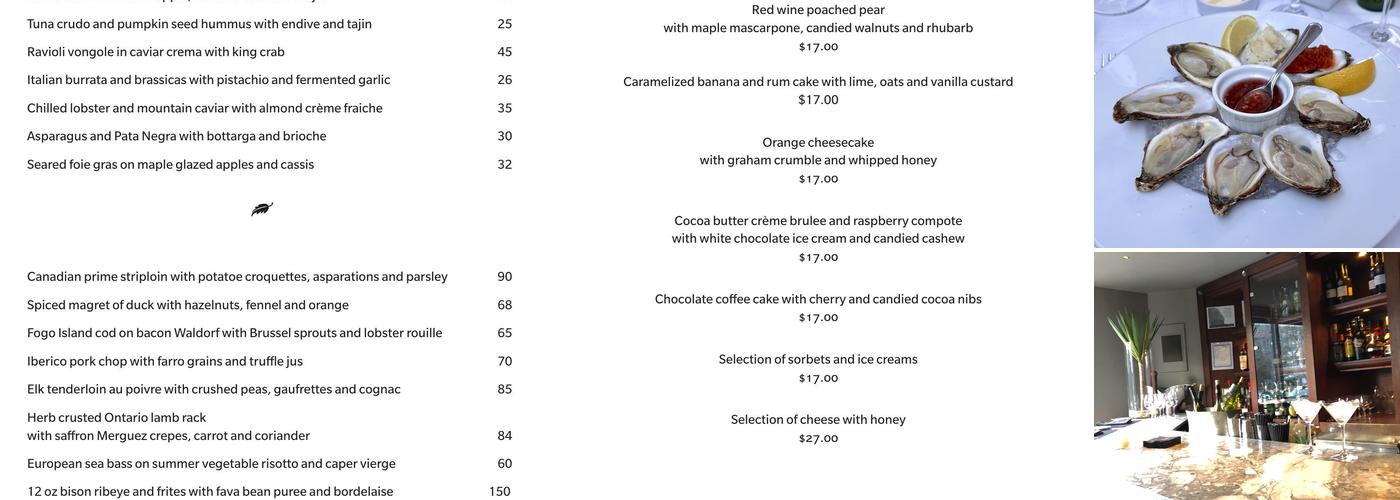 Opus Restaurant Menu