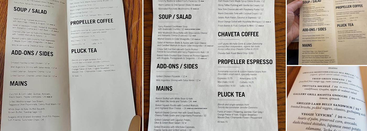 Gallery Grill Menu