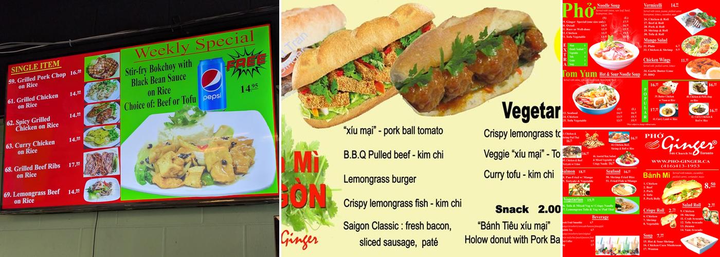 Ginger Menu
