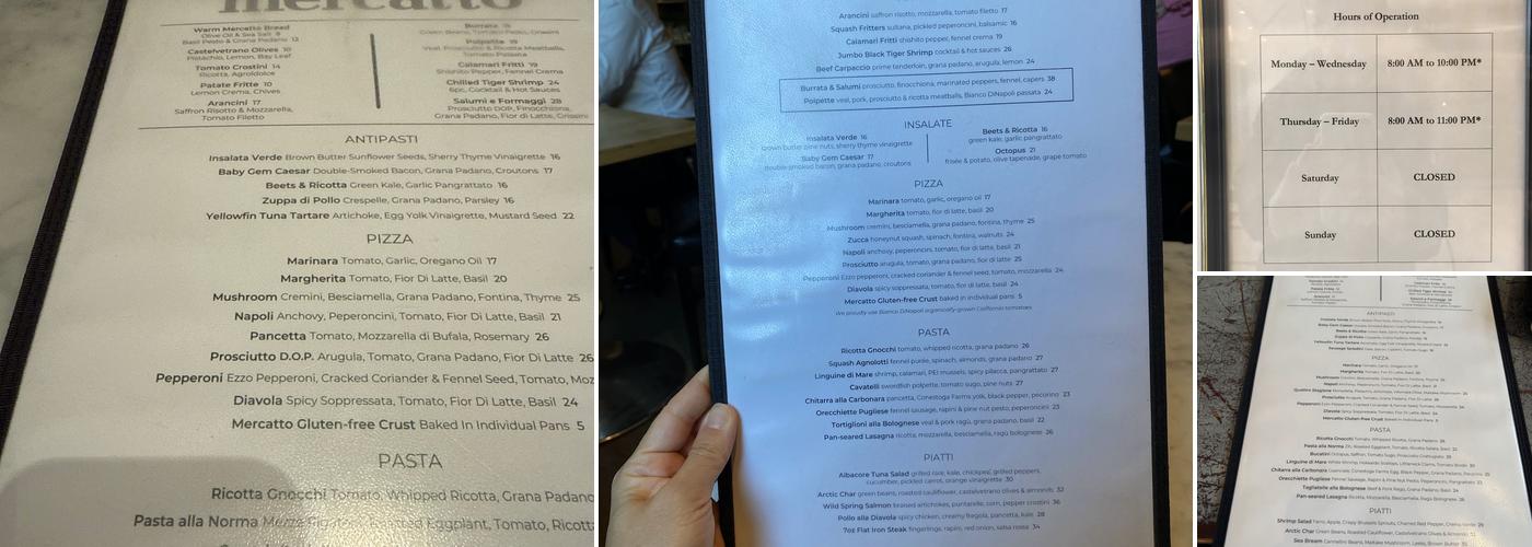 Mercatto Menu