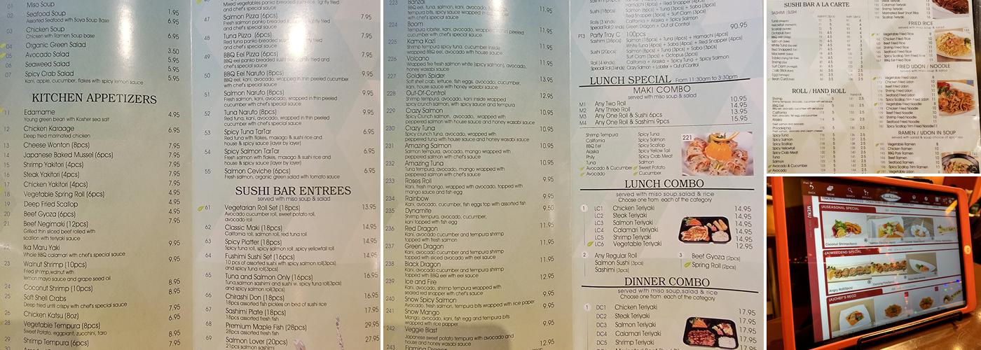 Fushimi Restaurant Menu