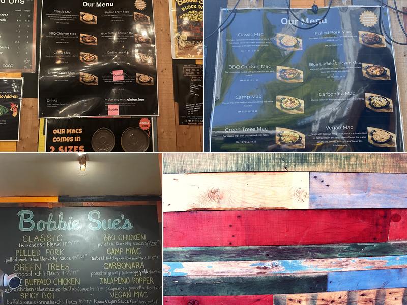 Bobbie Sue's Mac + Cheese Menu