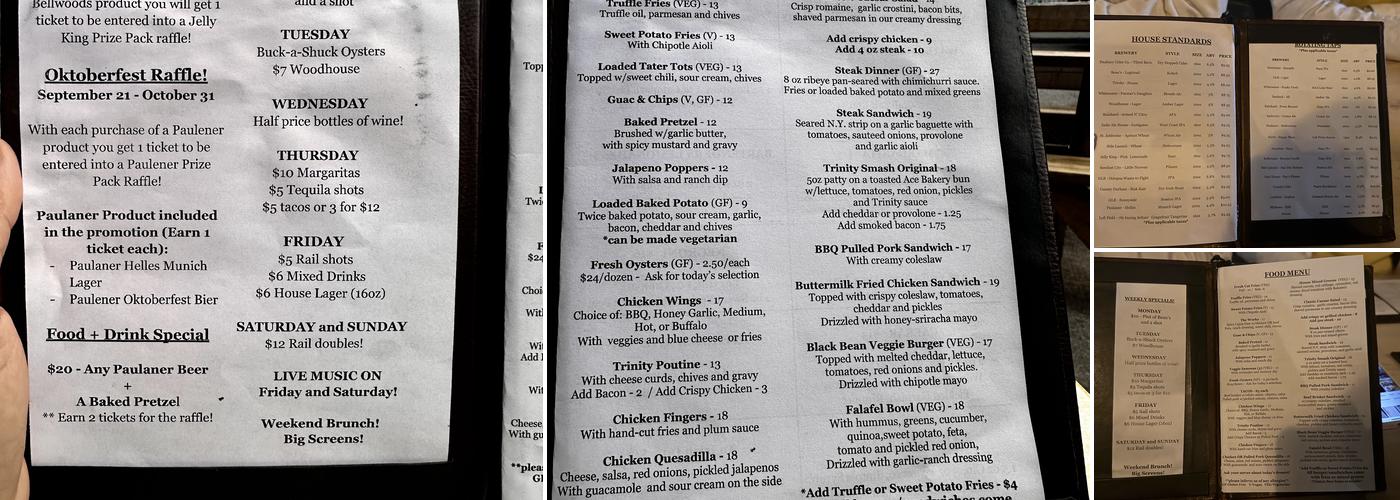 Trinity Common Menu