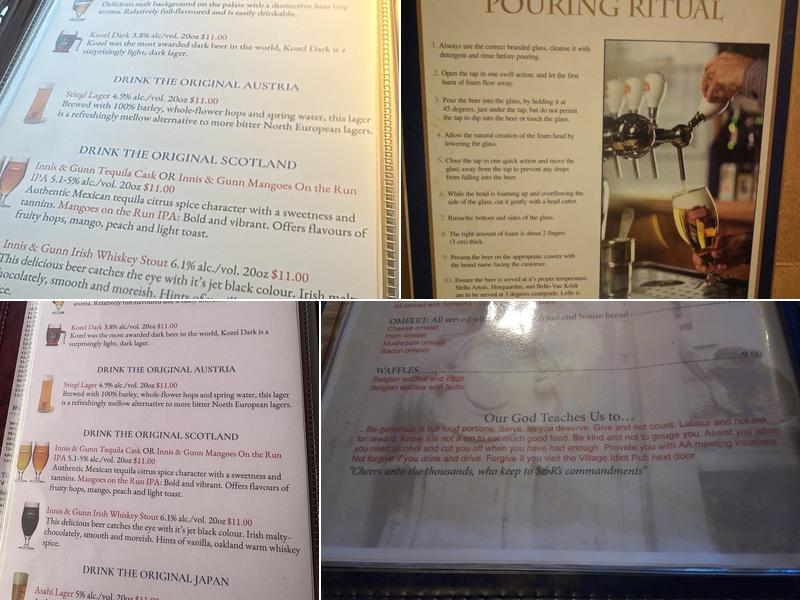 Sin & Redemption Menu
